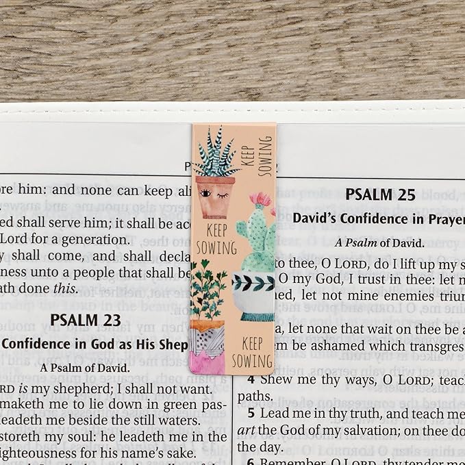 Set of 6 Beloved Scripture Favorites w/Cactus & Cheerful Flower Pots Inspirational Magnetic Bible Verse Bookmark with Scripture,Regular 2.3" x .75"