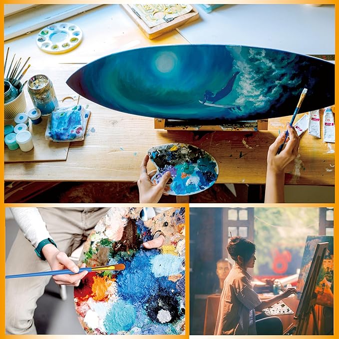 Paint Brushes Set for Acrylic Painting, 20 Pcs Art Painting Brushes Nylon Acrylic Paint Brush, 10 Sizes Paint Brush for Kids Adults Oil Watercolor Rock Painting Body Face Nail Art