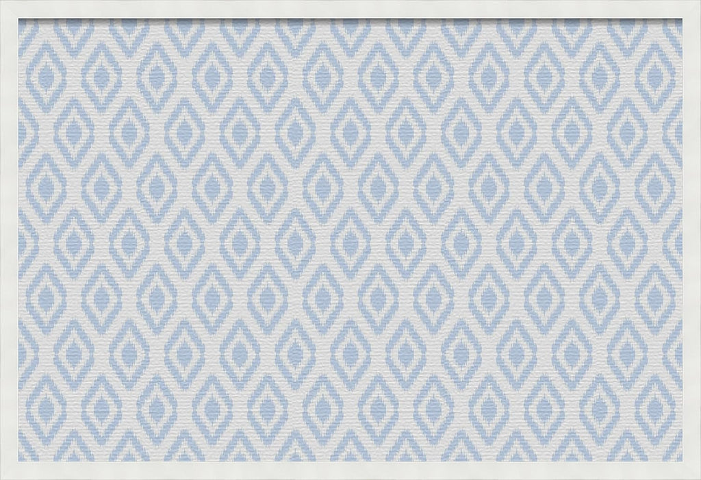PinPix 36x24 inch Cork Bulletin Board. This Decorative Framed Pin Board Comes with Ikat Light Blue Design and Satin White Frame. Ideal for Home, Office Decor or School (PinPix-1633)