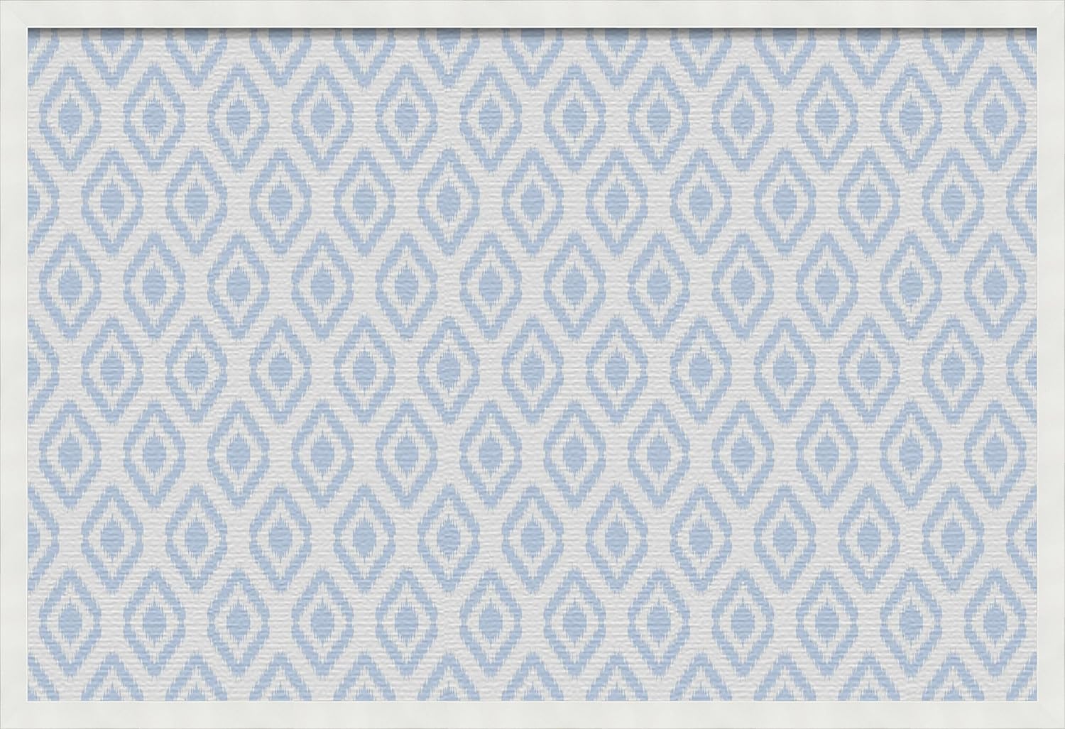 PinPix 36x24 inch Cork Bulletin Board. This Decorative Framed Pin Board Comes with Ikat Light Blue Design and Satin White Frame. Ideal for Home, Office Decor or School (PinPix-1633)