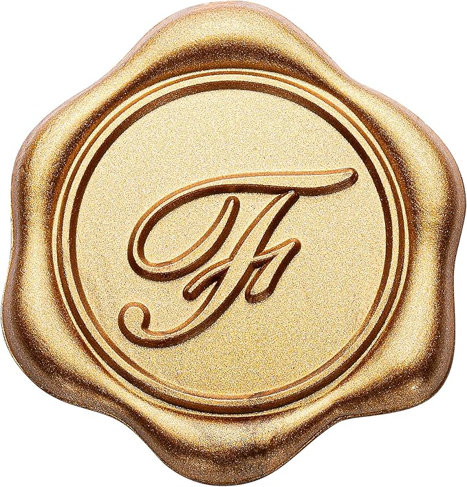 Yoption Initial F Wax Seal Stickers, 50 Pack Antique Gold Letter Self Adhesive Envelope Seal Stickers for Wedding Party Birthday Christmas (F)