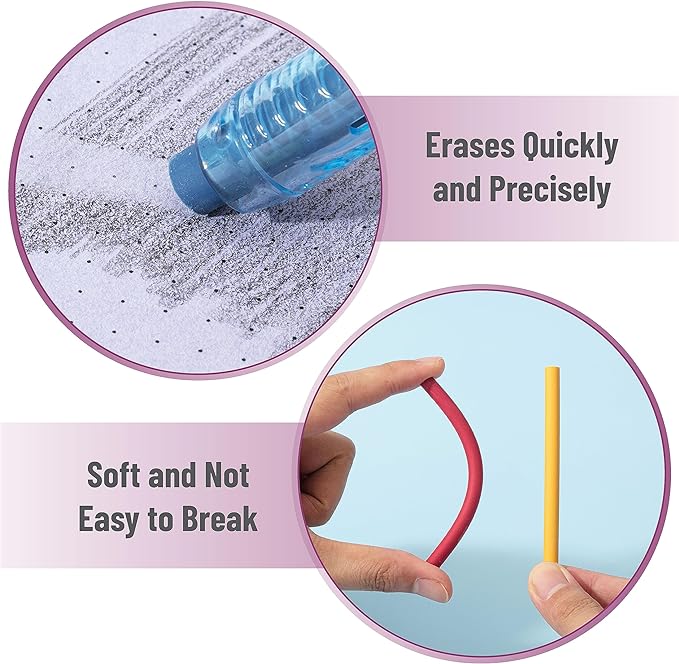 Mr. Pen- Retractable Mechanical Eraser Pen, Pack of 6, Vintage Color Erasers, Clear Barrel Pencil Eraser, Eraser for Pencils, Retractable Eraser Pen, Eraser for Artists, Eraser for Pens