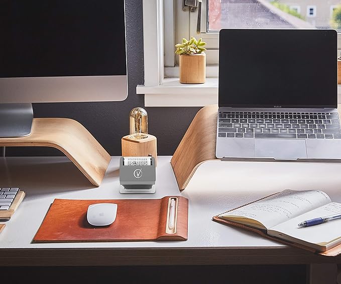 Identity Theft Protection Roller Stamps Wide Kit - Confidential Roller Stamp, Anti Theft, Privacy & Security Stamp, Designed for ID Blackout Security - Classy Gray with 6 Refills