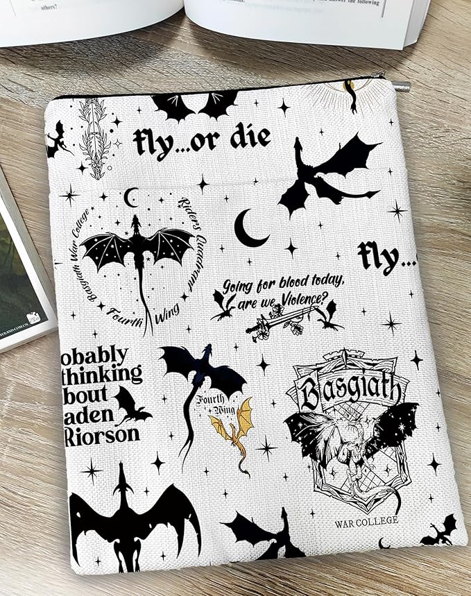 Romantasy Dark Academia Dragons Book Sleeve, Fantasy Novel Reader Gift, Bookish Gifts, Book Inspired Gift, Paperback Book Protector Book Cover Dragons Lovers Book Gifts (Dragons Book Sleeve-1104)