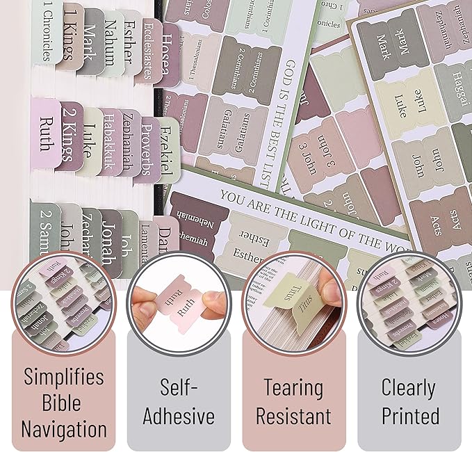 Mr. Pen- Bible Tabs, 75 Tabs, Laminated Bible Tabs for Women and Men, Bible Tabs for Study Bible, Bible Index Tabs, Bible Book Tabs, Bible Labels Tabs, Mr Pen Bible Tabs