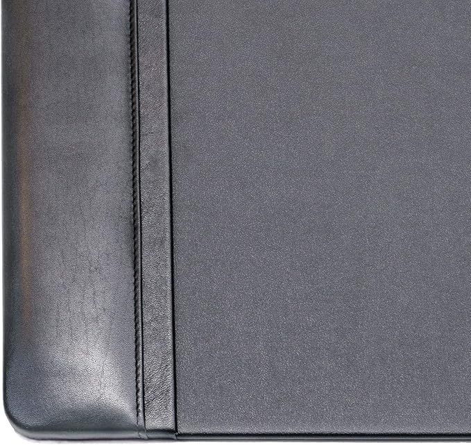 Dacasso Classic Leather Side Rail Desk pad, 22" x 14", Black