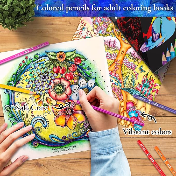 iBayam 72 Colors Colored Pencils for Adults Relaxation Coloring Books, Back to School Supplies for Kids, Drawing Sketching Doodling Pencils, Stationery Kids Art Kits for Preppy School Classroom Gift