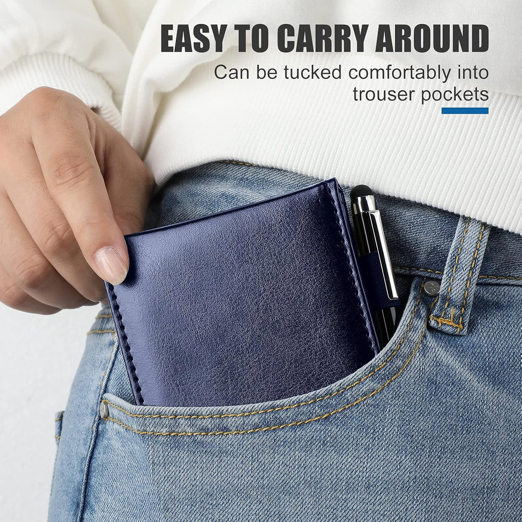 Outus 10 Pcs Pocket Notebook with Pen Set Included Mini Pocket Notepad Holder with 50 Lined Sheets, Metal Pen, 8 Pcs 3 x 5 Inch Memo Book Refills, 30 Lined Paper Per Note Pad (Blue)