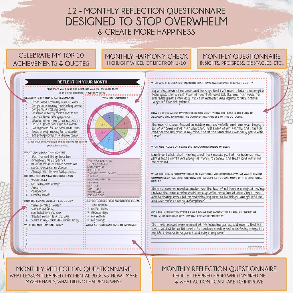 Law of Attraction Planner – Undated Hourly, Weekly & Monthly Goal Setting Planner, 12-Month to Increase Productivity | Life & Gratitude Journal, Include Foldable Vision Board, Gift Box & Stickers