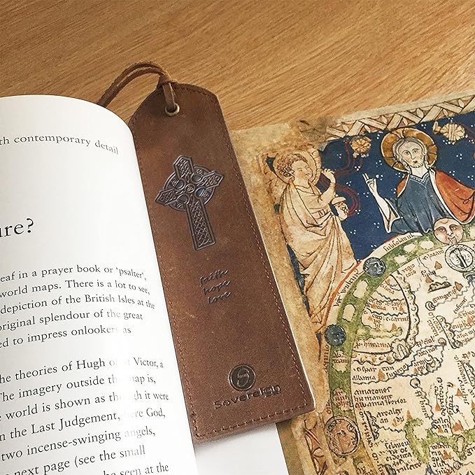 Leather Bookmark Handmade Celtic Cross Design - 2 Genuine Leather Bookmarks for Men and Women with Christian Upright High Cross and Knot Design - Perfect Book Lovers Gift for Bookworms