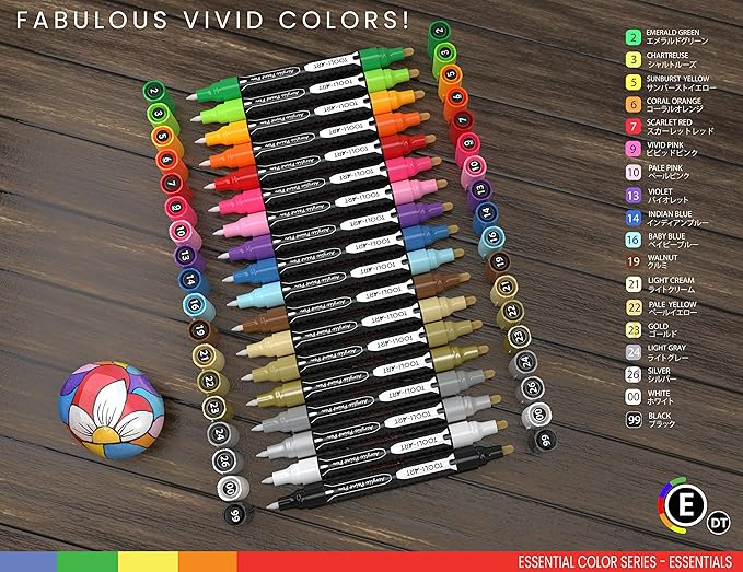 Acrylic Markers, Paint Pens Assorted Vibrant Markers for Rock Painting, Canvas, Glass, Mugs, Wood, Ceramic, Fabric, Metal, Scrapbooking. Non Toxic, Quick Dry, Multi-Surface, Lightfast (MEDIUM)