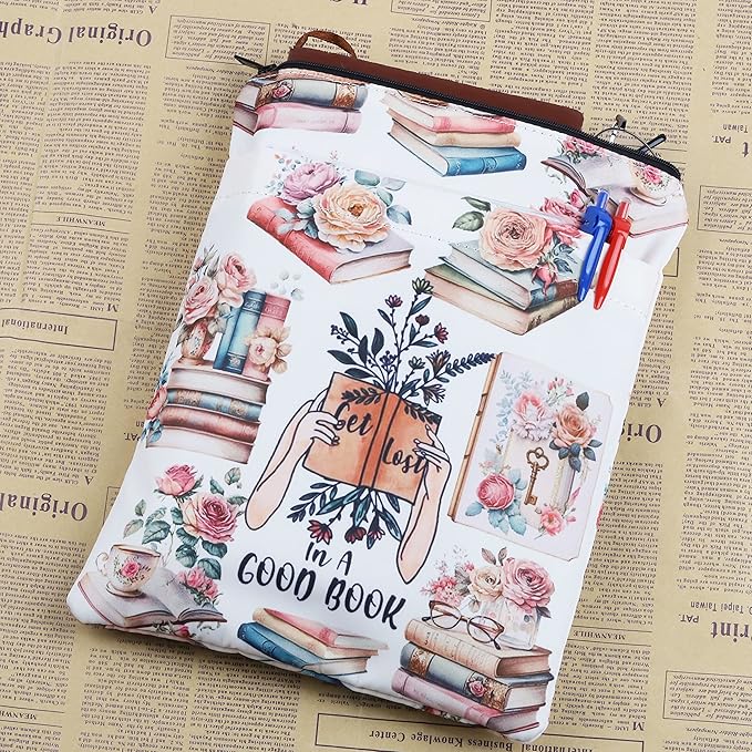 BWWKTOP Book Lover Book Sleeve With Pocket Book Berd Gifts Bookmark Sleeve Get Lost In A Good Book Book Covers Bookish Gift Book Protector (A Good Book)