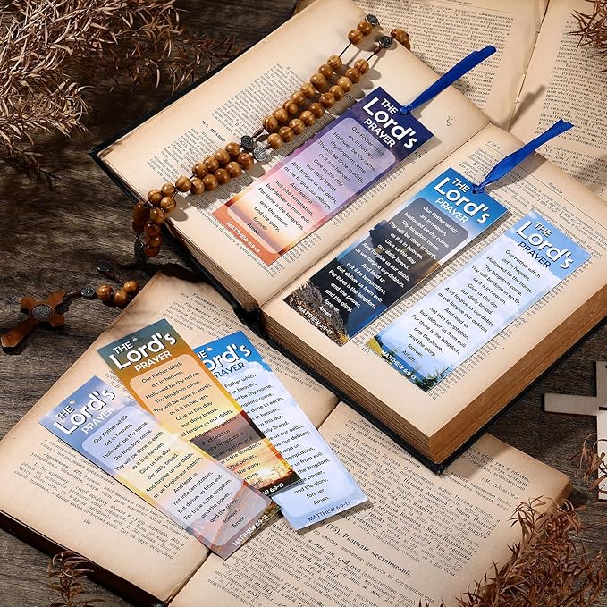 60 Pcs The Lord's Prayer Bookmark Religious Christian Bookmarks for Teens Men Women Church Home Party Favors
