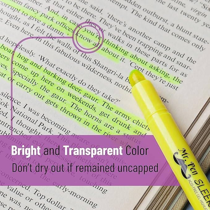 Mr. Pen- Gel Highlighters, Bible Highlighter, Pack of 20, No Bleed Highlighter, Fluorescent Yellow Highlighters, Dry Highlighter, Bible Study Highlighter, Bible Journaling Supplies