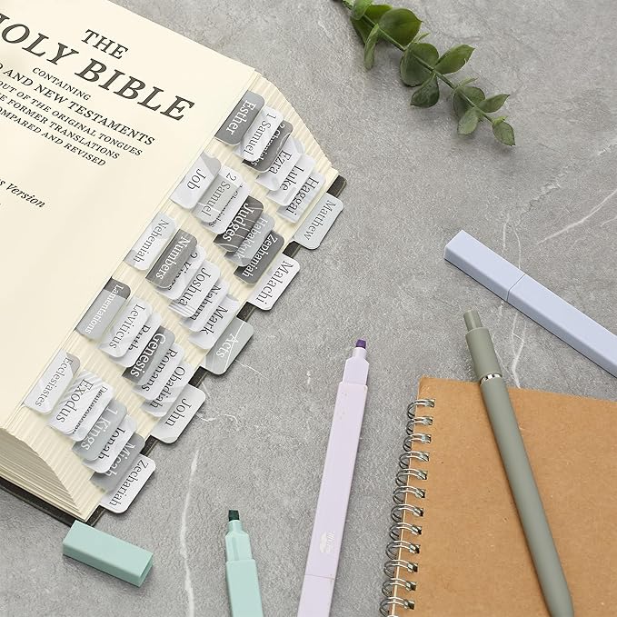 Mr. Pen- Bible Tabs, 75 Tabs, Gray Theme, Laminated Bible Tabs for Women and Men, Bible Tabs for Study Bible, Bible Index Tabs, Bible Book Tabs, Bible Labels Tabs, Mr Pen Bible Tabs