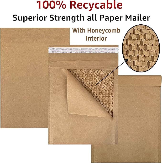 Honeycomb paper padded envelope sealable mailers (100, #2-8.5" x 11")
