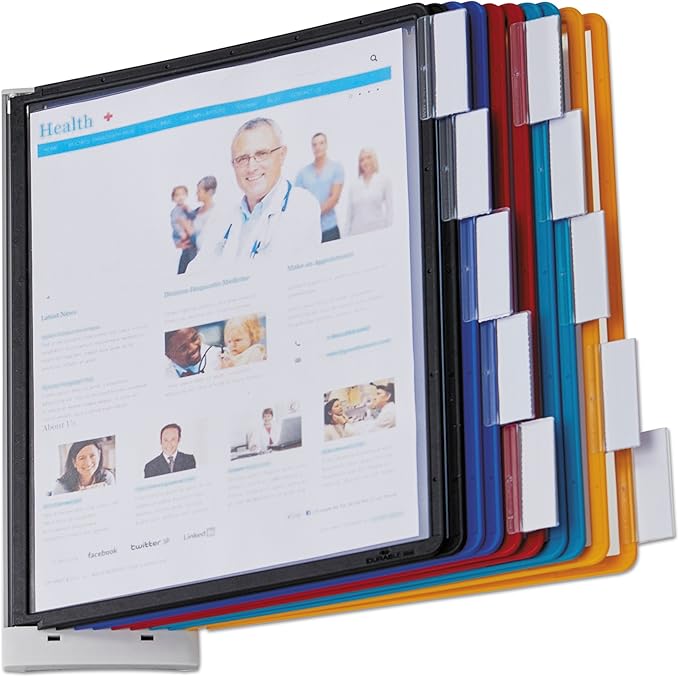 DURABLE Wall Mounted Reference System, 10 Double-Sided Panels, Letter-Size, Assorted Colors, SHERPA Design (554100)