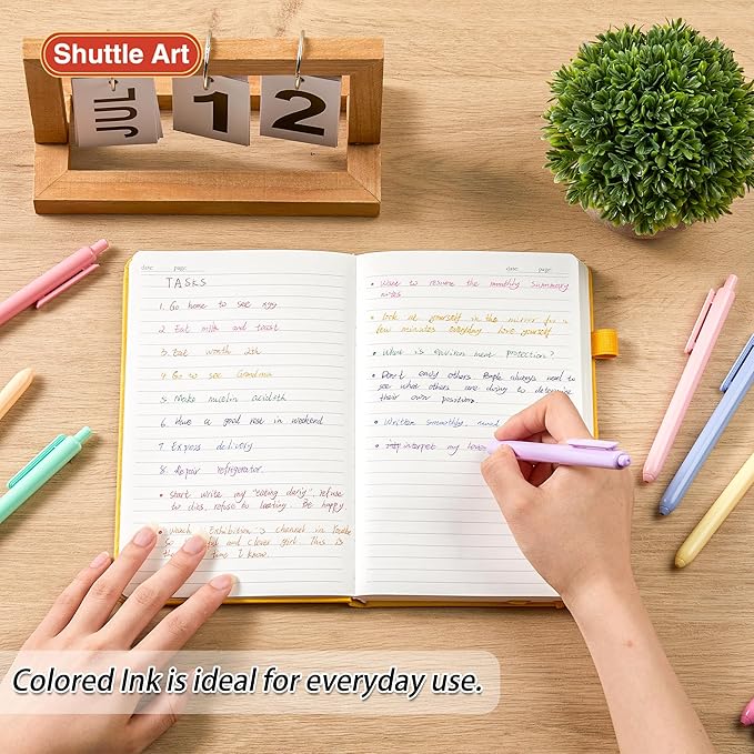 Shuttle Art Ballpoint Pens, 10 Pack Pastel Retractable Colored Ink Ball Point Pens, Cute Pens 1.0mm Medium Point Quick Drying for Writing Journaling Taking Notes School Office Home