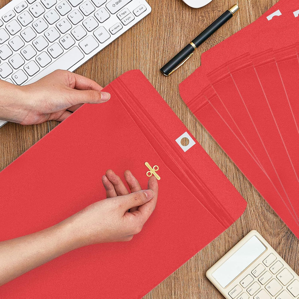 Geyee 100 Pcs Clasp Manilla Envelopes 9 x 12 Inch Gummed Colored Envelopes for Storing or Mailing for Home Office Business Supplies(Red)