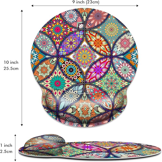 Ergonomic Mouse Pad with Wrist Support,Boho Modern Art Mouse Pad with Wrist Rest,Relieve Wrist Pain Mousepad Non-Slip Rubber Base,Mouse Pads for Desk,Computers,Laptop,Office,Gaming,Accessories