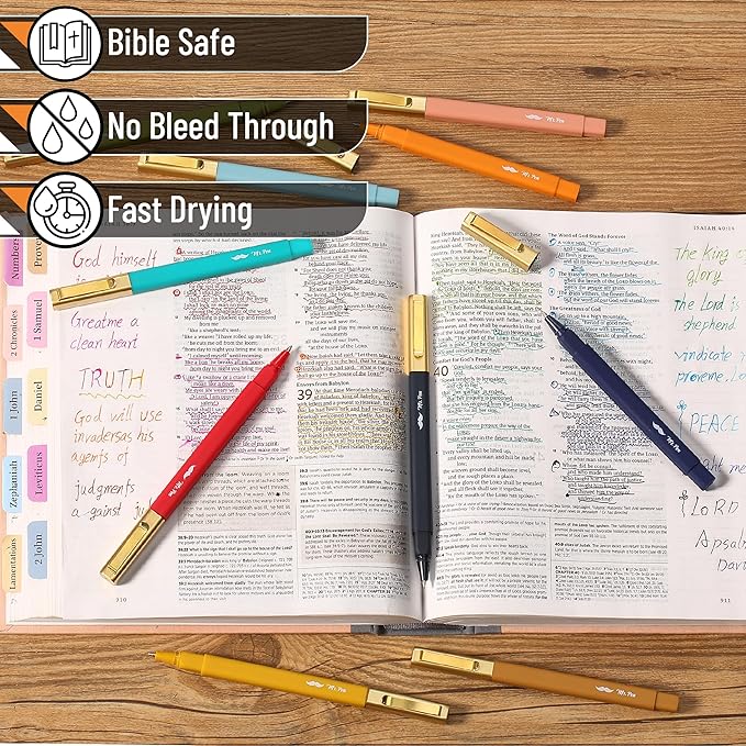 Mr. Pen- Aesthetic Pens, 10 Pack, Vintage Color Ink, Fast Dry, No Smear Bible Pens No Bleed Through, 0.7mm Fine Point Pen, Ballpoint Pens Ballpoint, Fine Tip Pens for Note Taking, Pens Aesthetic