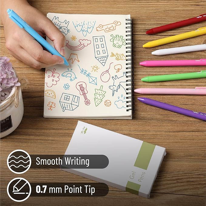 Mr. Pen- Retractable Gel Pens, 8 Pack, Unique Vintage Ink Colors Gel Pens Fine Point 0.7mm, Fast Dry Vintage Pen, Retractable Pens, Gel Ink Pens, Aesthetic Pens for Journaling Fine Tip Pens