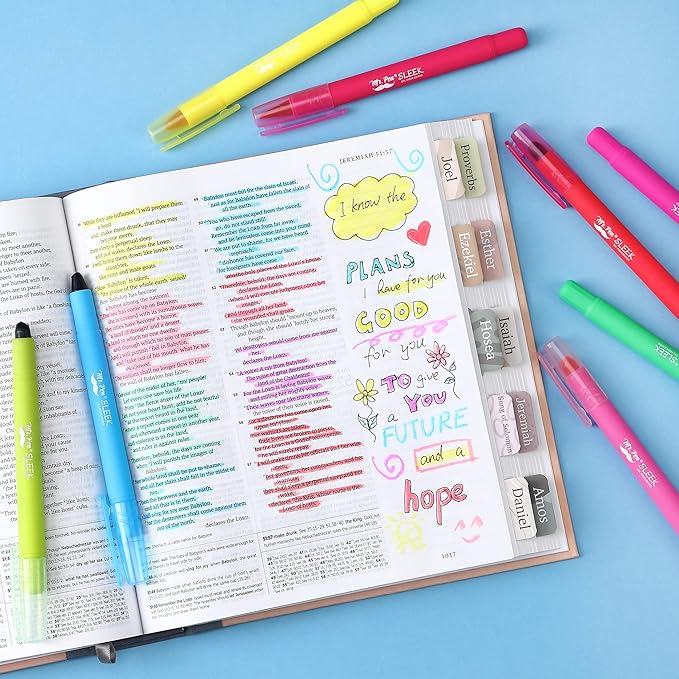 Mr. Pen- Gel Highlighter, 8 Pack, Assorted Colors, Bible Highlighters No Bleed, No Bleed Highlighters, Bible Highlighter, Bible Markers, Gel Highlighters for Bibles, Fluorescent Highlighter