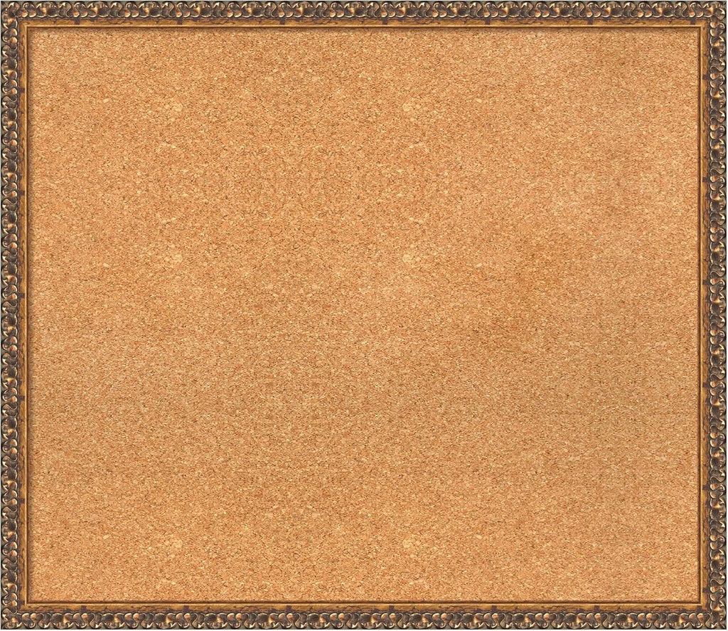 Amanti Art Natural Cork Board for Wall, 26x30 Vision Board with Bronze Frame, Large Corkboard Office Decor for Home Organization, Traditional Corkboard Pinboard to Display Items for Home Organization