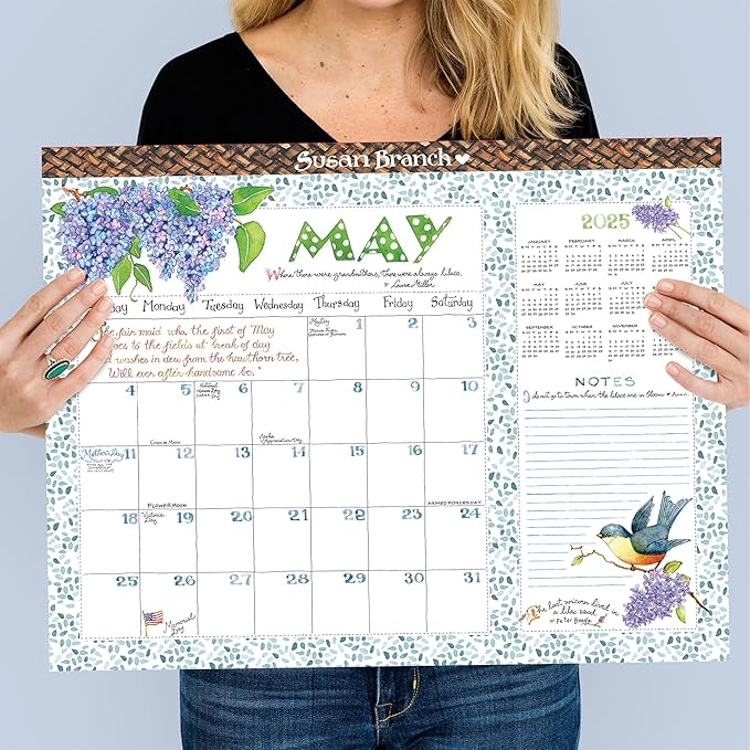 TF PUBLISHING 2025 Susan Branch Large Desk Pad Monthly Blotter Calendar - 12 Month Desktop Calendar - For Office Desk or Wall - Tear-Off Pages with Large Monthly Grids - Horizontal - 22” x 17”