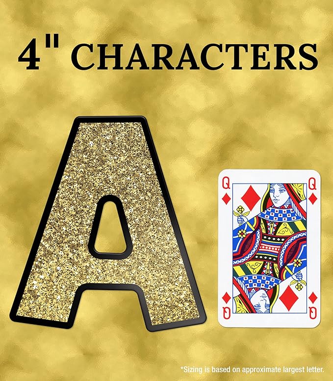 Carson Dellosa 219 Piece 4 Inch Gold Glitter Bulletin Board Letters for Classroom, Alphabet Letters, Numbers, Punctuation & Symbols, Cut Out Letters for Bulletin Board
