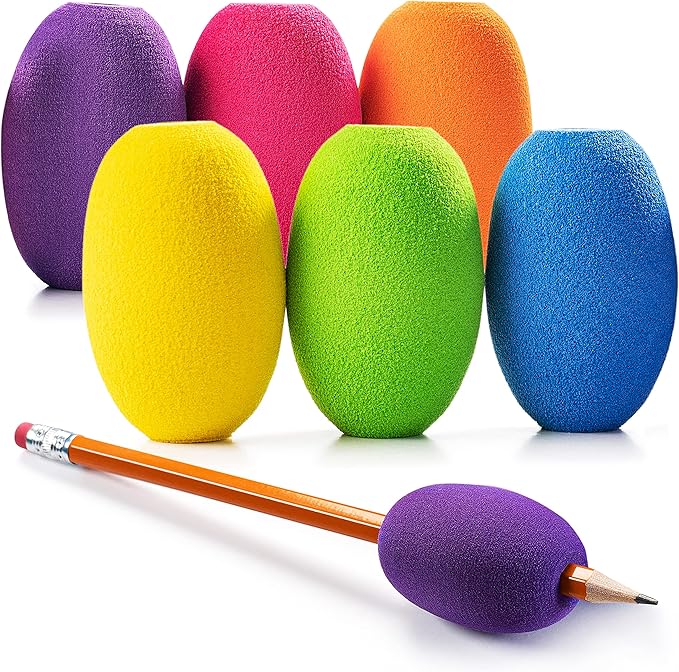 Special Supplies Egg Pen-Pencil Grips for Kids and Adults Colorful, Cushioned Holders for Handwriting, Drawing, Coloring - Ergonomic Right or Left-Handed Use - Reusable (6-Pack)