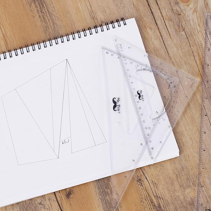 Mr. Pen- Triangle Ruler, Square and Ruler Set, 3 Pack, Set Square, Square Ruler, Protractor for Geometry, School Geometry Set, Math Protractor, Geometry Rulers, Math Ruler