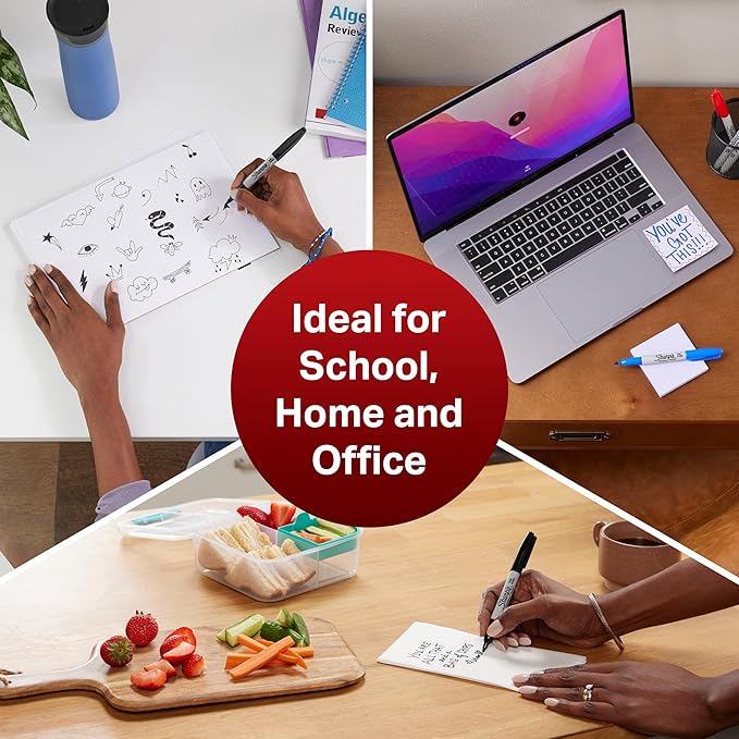 Sharpie Permanent Markers | Fine Point | Assorted Neon Colours | 4 Count