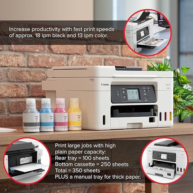 Canon Megatank GX4020 All-in-One Wireless Supertank Printer with Print, Copy, Scan and Fax | Auto Document Feeder | Mobile Printing | 2.7" LCD Touch Screen