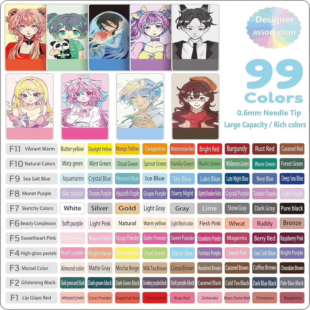 Colored Gel Pens Set, 0.6mm Fine Point for Black & White Paper, Cute Pens for Journaling, Adult Coloring Books, Bible, Drawing, Note Taking, School & Journaling Supplies (99 Luxury Colors)