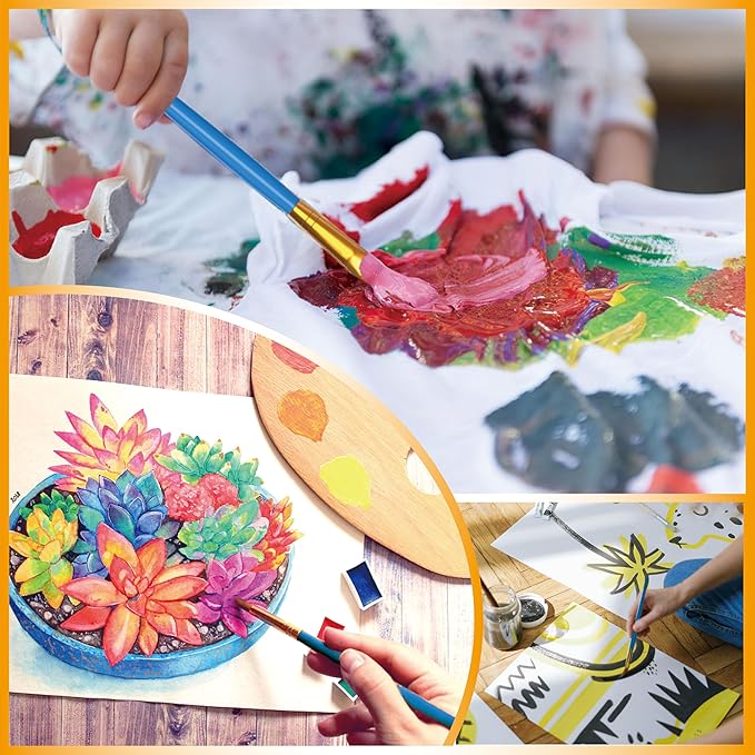 Paint Brushes Set for Acrylic Painting, 20 Pcs Art Painting Brushes Nylon Acrylic Paint Brush, 10 Sizes Paint Brush for Kids Adults Oil Watercolor Rock Painting Body Face Nail Art