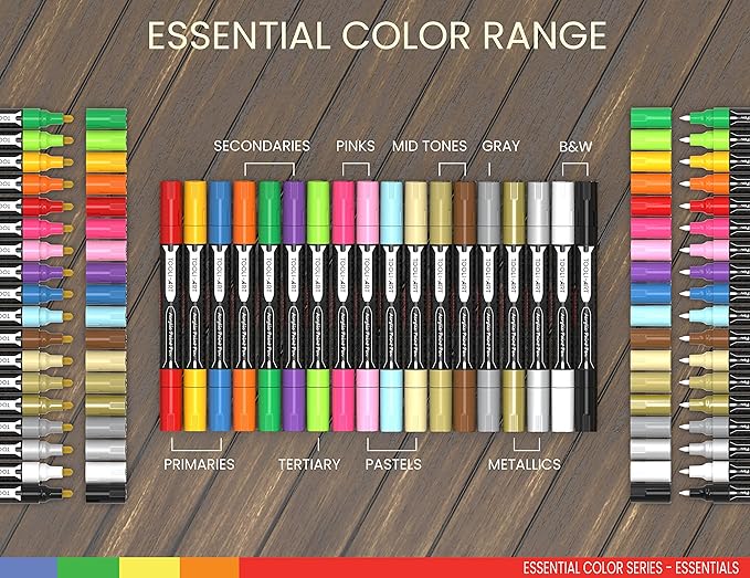 Acrylic Markers, Paint Pens Assorted Vibrant Markers for Rock Painting, Canvas, Glass, Mugs, Wood, Ceramic, Fabric, Metal, Scrapbooking. Non Toxic, Quick Dry, Multi-Surface, Lightfast (MEDIUM)