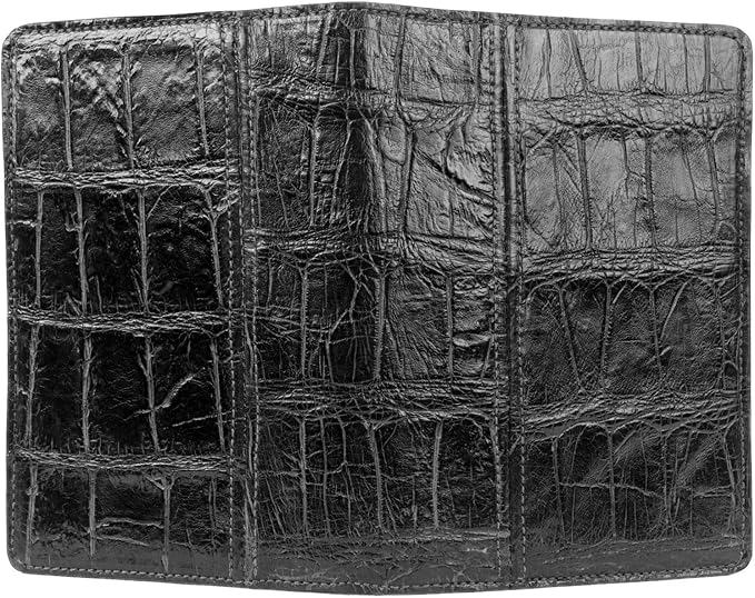 Genuine Florida Alligator Skin Notebook Padfolio (Small, Black)