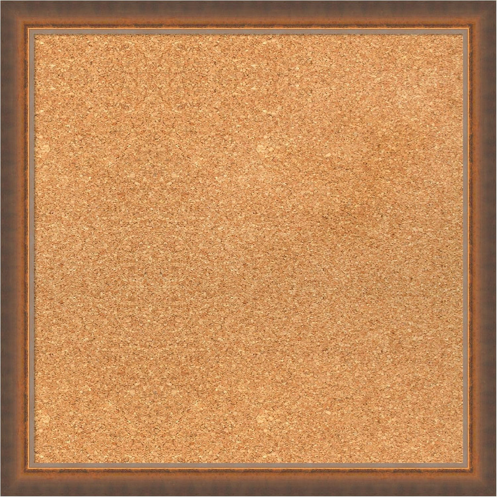 Amanti Art Natural Cork Board for Wall, 20x20 Vision Board with Bronze Frame, Small Corkboard Office Decor for Home Organization, Modern Corkboard Pinboard to Display Items for Home Organization in