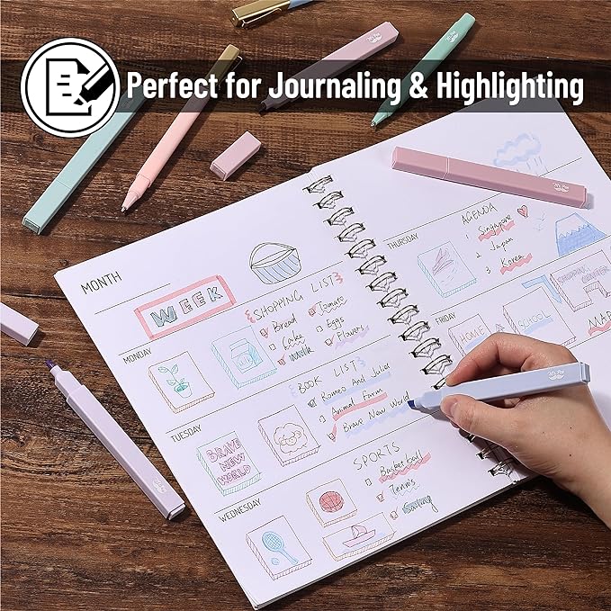 Mr. Pen- Aesthetic Highlighters and Pens No Bleed, 12 Pack, Morandi Color Bible Highlighters for Bibles, Bible Pens