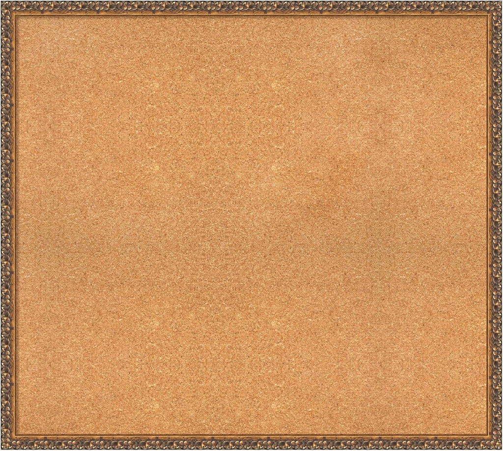 Amanti Art Natural Cork Board for Wall, 34x38 Vision Board with Bronze Frame, X-Large Corkboard Office Decor for Home Organization, Traditional Corkboard Pinboard to Display Items for Home
