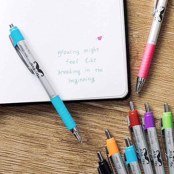Mr. Pen- Bible Pens, 10 Pack, Assorted Color Pens, Bible Pens No Bleed Through, Bible Journaling Pens, No Bleed Pens, Bible Journaling Supplies, Non-Bleed Fine Point Pens, Colorful Bible Pen