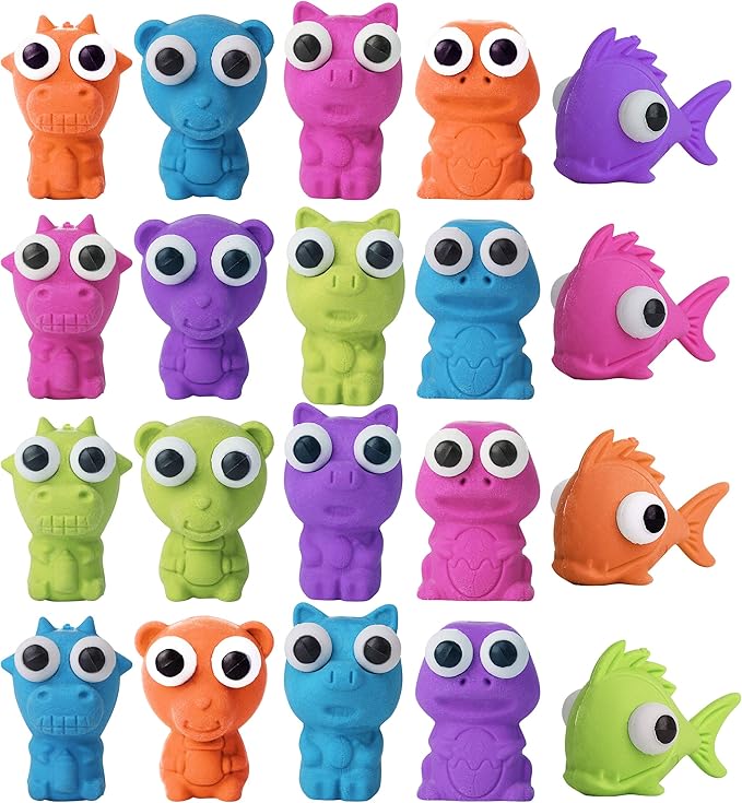 Mr. Pen- Erasers, Cap Erasers, 20 Pack, Animal Eraser Caps (Eyes Come Out), Erasers for Kids, Pencil Eraser, Pencil Erasers Toppers Cute Erasers, Colorful Erasers, Fun Erasers Kids, Easter Egg Fillers