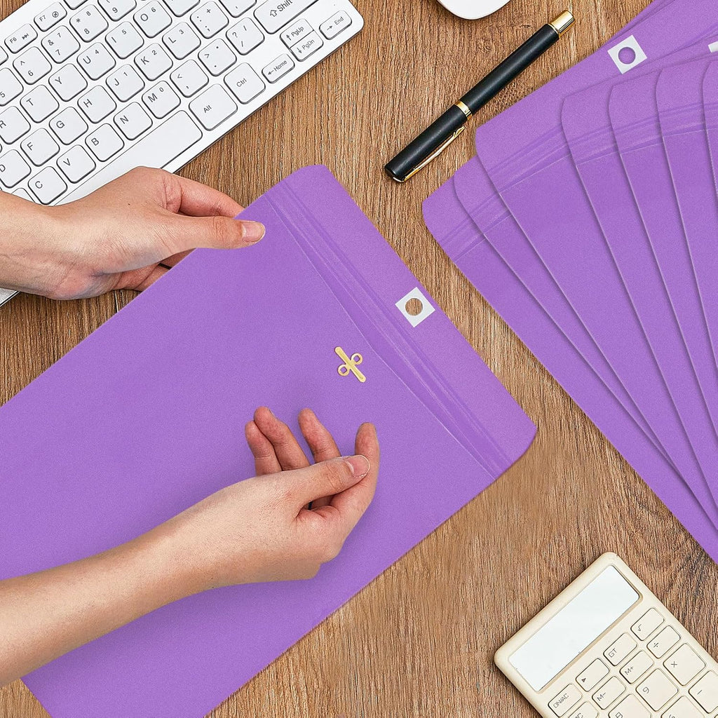 Geyee 100 Pcs Clasp Manilla Envelopes 6 x 9 Inch Gummed Colored Envelopes for Storing or Mailing for Home Office Business Supplies(Purple)
