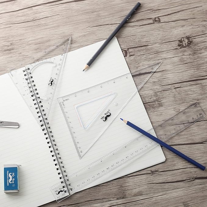 Mr. Pen- Triangle Ruler, Square and Ruler Set, 3 Pack, Set Square, Square Ruler, Protractor for Geometry, School Geometry Set, Math Protractor, Geometry Rulers, Math Ruler