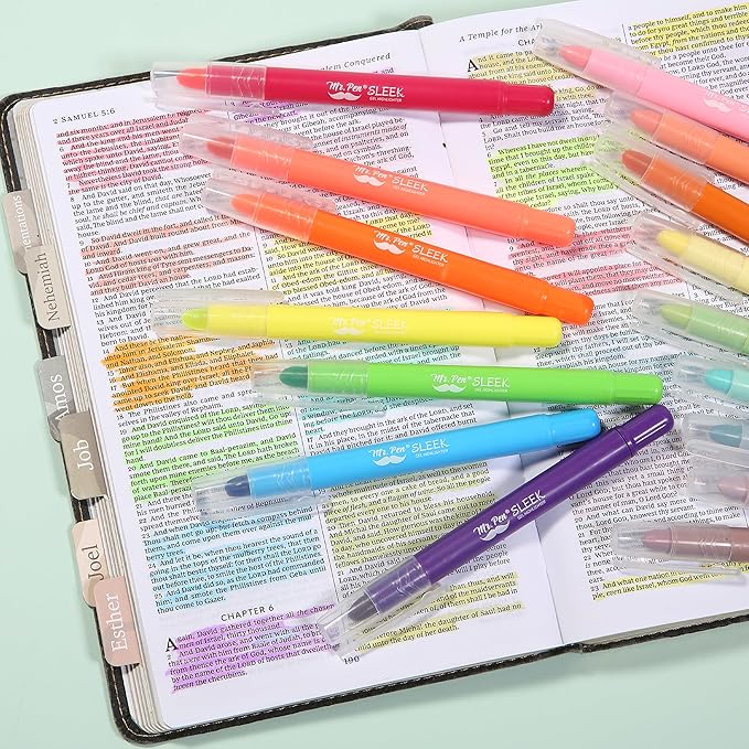Mr. Pen- Gel Highlighter, 16 Pack, Morandi and Vibrant Colors, Bible Highlighters No Bleed Highlighters, Bible Highlighter, Bible Markers, Gel Highlighters for Bibles, Highlighter