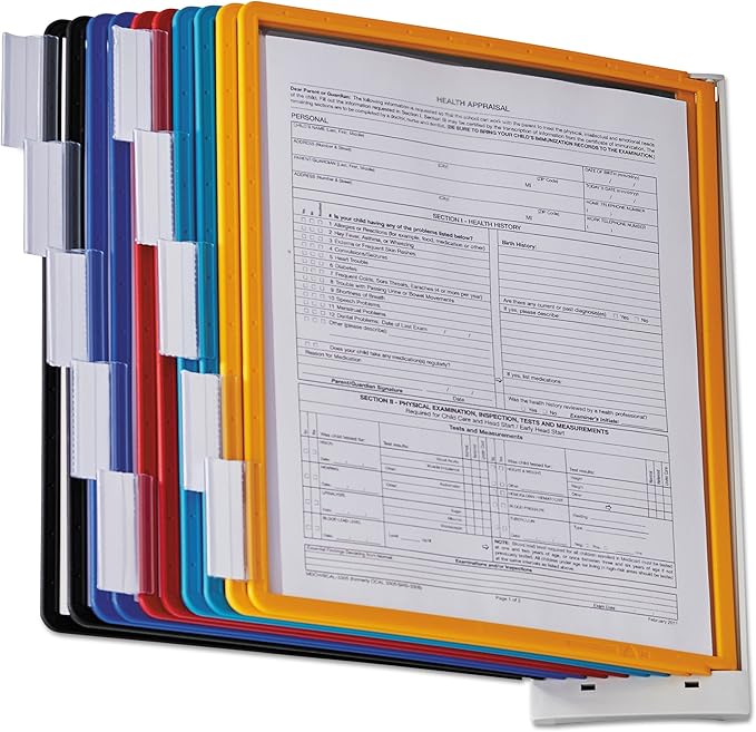 DURABLE Wall Mounted Reference System, 10 Double-Sided Panels, Letter-Size, Assorted Colors, SHERPA Design (554100)