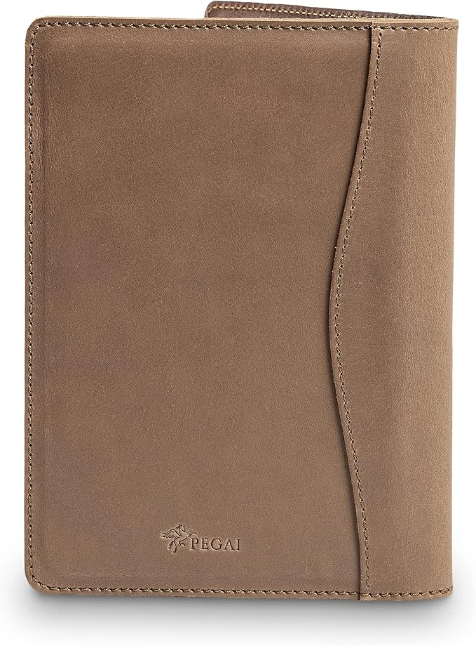 PEGAI Handmade 100% Leather Padfolio | Junior Legal Pad Folder Organizer for Business School Office Conference | Resume Interview Document Organizer Folio | Eriksen (Iphitos Sand)