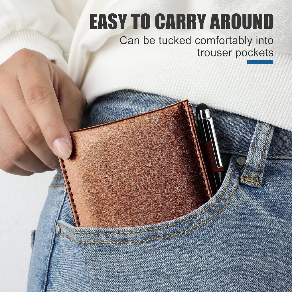 Outus 10 Pcs Pocket Notebook with Pen Set Included Mini Pocket Notepad Holder with 50 Lined Sheets, Metal Pen, 8 Pcs 3 x 5 Inch Memo Book Refills, 30 Lined Paper Per Note Pad (Brown)