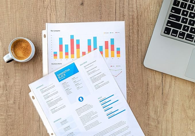 Office Werks 150 Sheet Protectors, 8.5"X11" Clear Page for 3 Ring Binder, Plastic Sleeves, Durable Top Loading Paper Protector with Reinforced Holes, Archival Safe